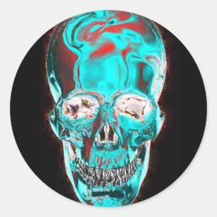Abstract Indiglo Skull 2 Classic Round Sticker