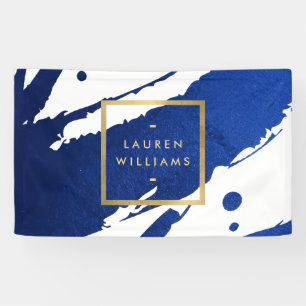 Abstract Indigo Blue Brushstrokes Banner