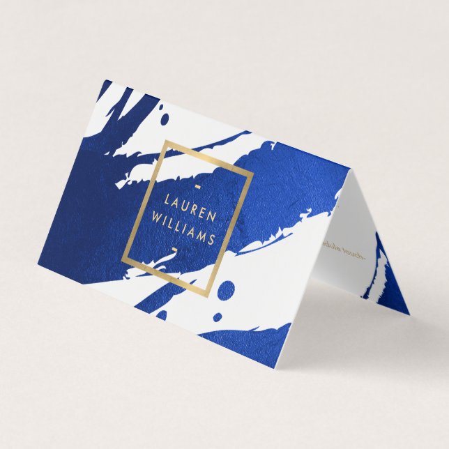 Abstract Indigo Blue Brushstrokes Business Card (Front)
