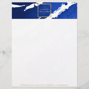 Abstract Indigo Blue Brushstrokes Personalised Letterhead