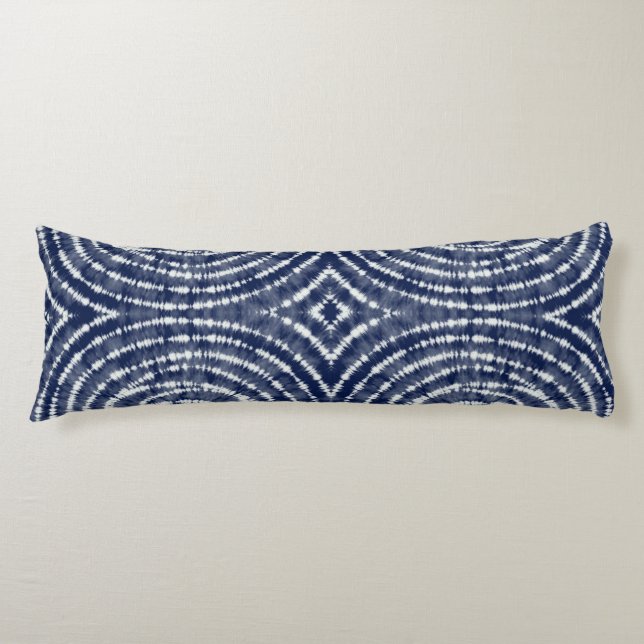 Abstract Indigo Blue Japanese Shibori Pattern Body Cushion (Front)