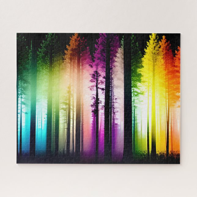 Abstract Indigo Bright Lights in Forest Jigsaw Puzzle (Horizontal)