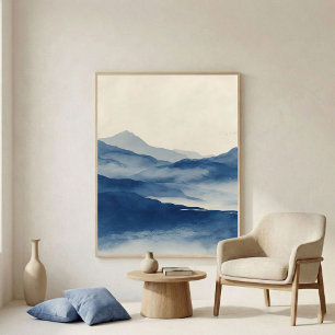 Abstract Indigo Terrain Wall Art