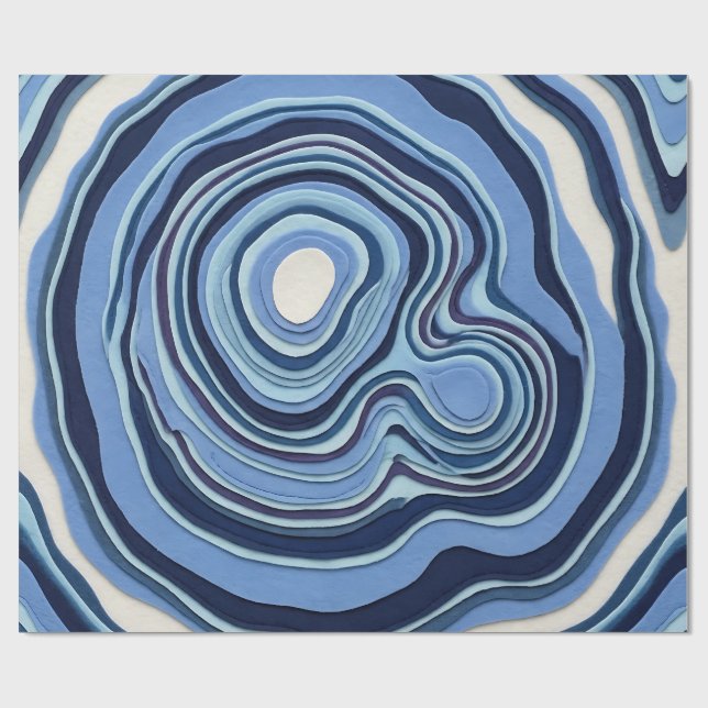 Abstract Indigo Topographic Pattern Wrapping Paper (Flat)