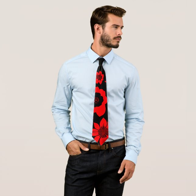 Abstract Indonesian batik Red Pattern Tie (In Situ)