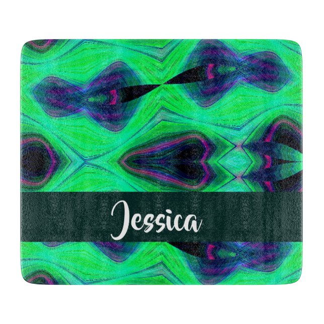 Abstract infinity green pattern cutting board (Front)
