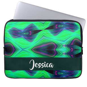 Abstract infinity green pattern laptop sleeve