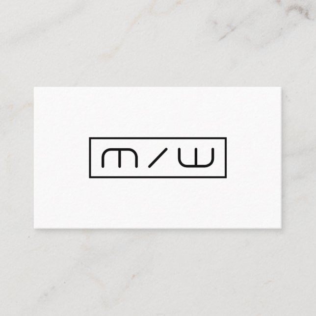 Abstract initials minimalism white business card (Front)