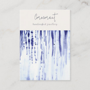 Abstract Ink Blue Lines Earring Stud Holder Business Card