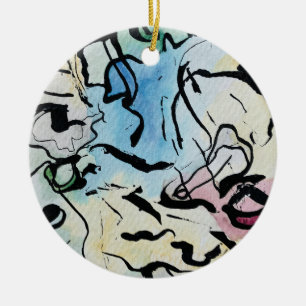 Abstract Ink Ceramic Tree Decoration