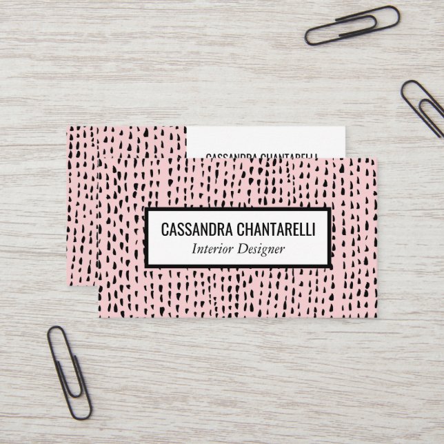 Abstract ink dots on pink business card design (Front/Back In Situ)