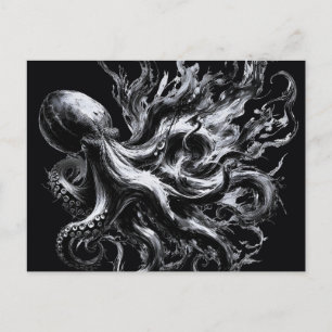 Abstract Ink Fluid Octopus Kraken Announcement Postcard