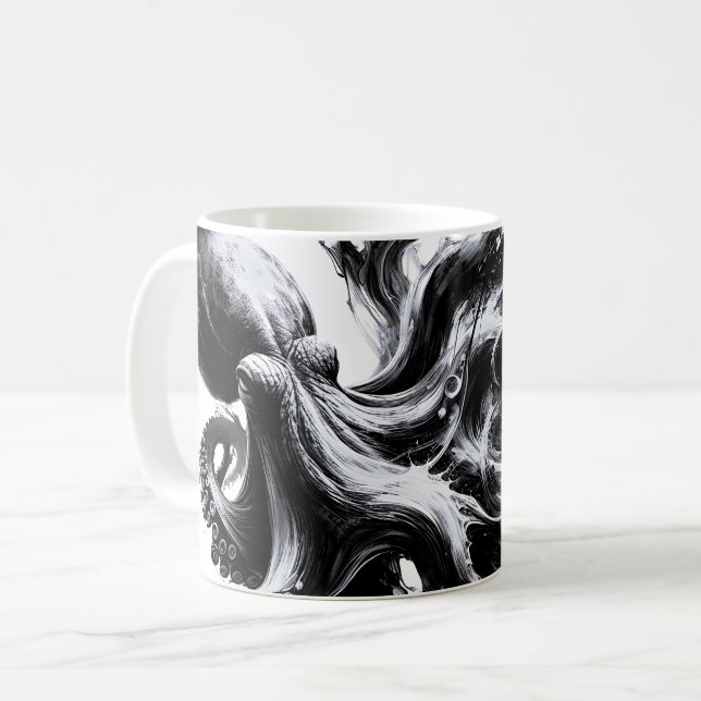 Abstract Ink Fluid Octopus Kraken Coffee Mug (Front Left)