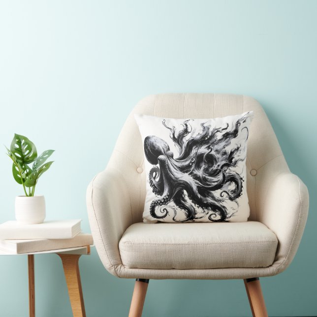 Abstract Ink Fluid Octopus Kraken Cushion (Chair)