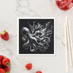 Abstract Ink Fluid Octopus Kraken Napkin