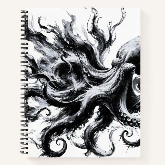 Abstract Ink Fluid Octopus Kraken Notebook (Front)