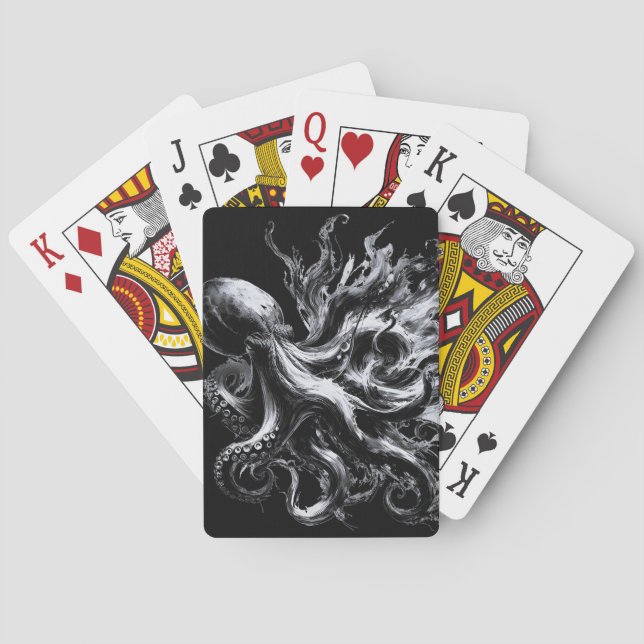Abstract Ink Fluid Octopus Kraken Playing Cards (Back)
