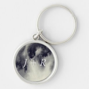 Abstract ink painting on grunge paper texture. key ring