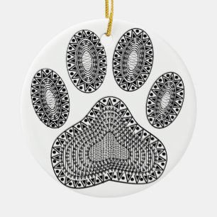 Abstract Ink Paw Print Ceramic Tree Decoration