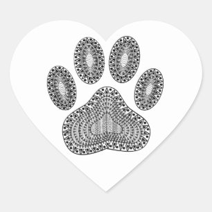 Abstract Ink Paw Print Heart Sticker