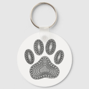 Abstract Ink Paw Print Key Ring