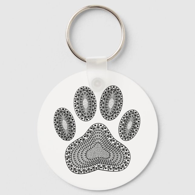 Abstract Ink Paw Print Key Ring (Front)