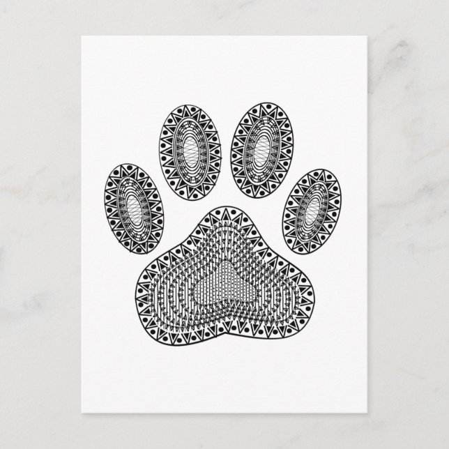 Abstract Ink Paw Print Postcard (Front)