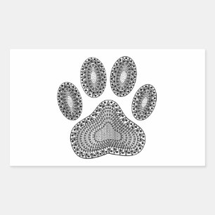 Abstract Ink Paw Print Rectangular Sticker