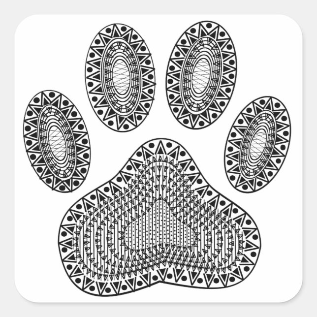 Abstract Ink Paw Print Square Sticker (Front)