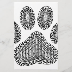Abstract Ink Paw Print Stationery