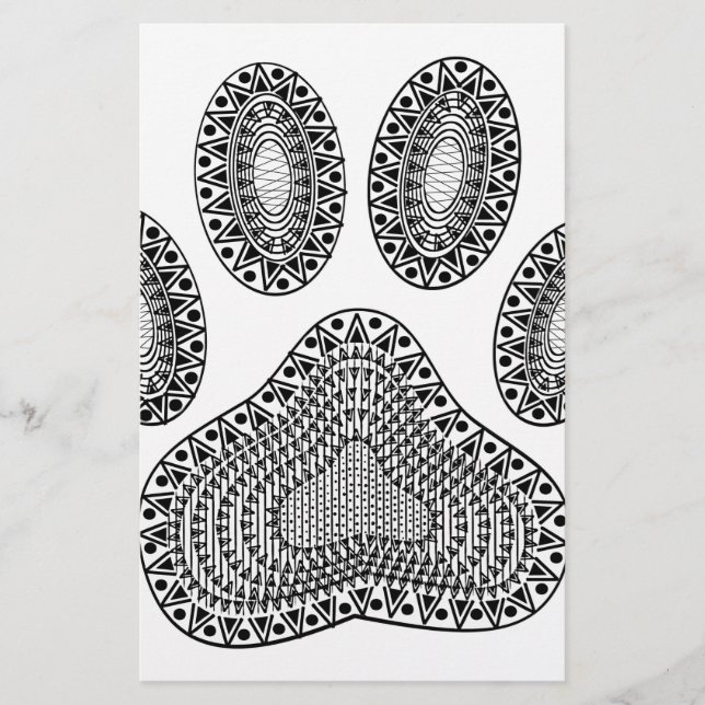 Abstract Ink Paw Print Stationery (Front)