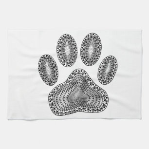 Abstract Ink Paw Print Tea Towel