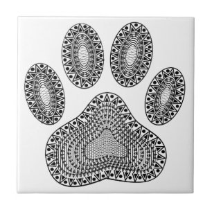 Abstract Ink Paw Print Tile