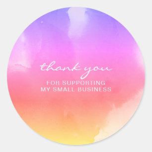 Abstract Ink pink yellow Thank you Classic Round Sticker