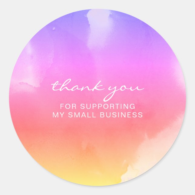 Abstract Ink pink yellow Thank you Classic Round Sticker (Front)