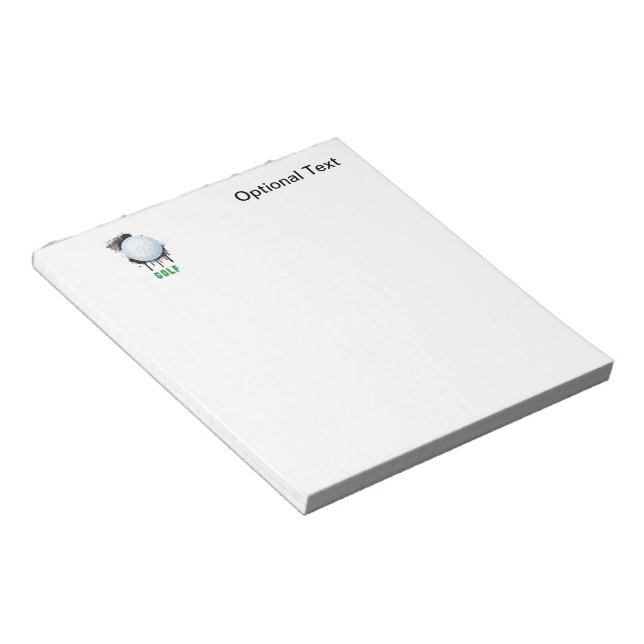 Abstract Ink Splotch with GOLF ball and TEXT Notepad (Angled)