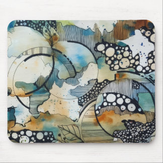 Abstract Ink & Watercolor Mouse Pad | Modern