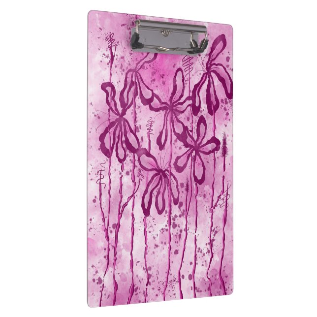 Abstract Inked Flowers Pink Clipboard (Right)