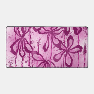 Abstract Inked Flowers Pink Desk Mat