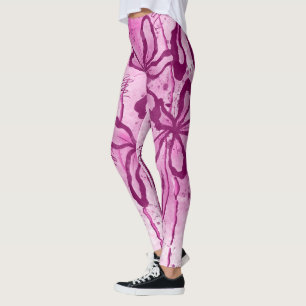 Abstract Inked Flowers pink Leggings