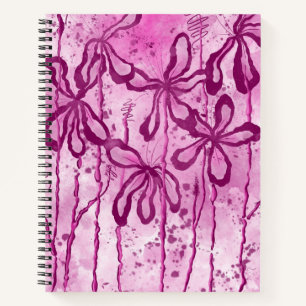 Abstract Inked Flowers Pink Lilies  Notebook