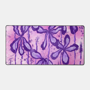 Abstract Inked Flowers Pink Purple Desk Mat