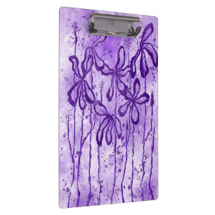 Abstract Inked Flowers  Purple Clipboard