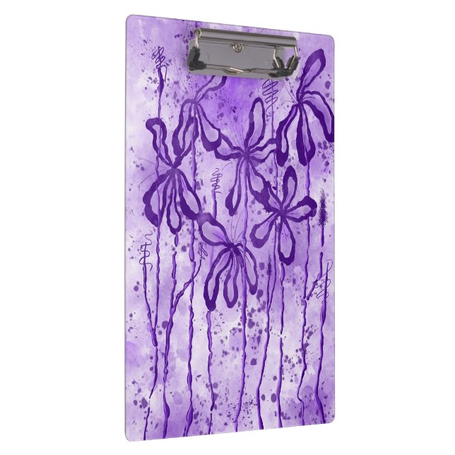Abstract Inked Flowers  Purple Clipboard (Right)