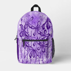 Abstract Inked Flowers Purple Printed Backpack