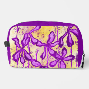 Abstract Inked Flowers Purple & yellow Dopp Kit