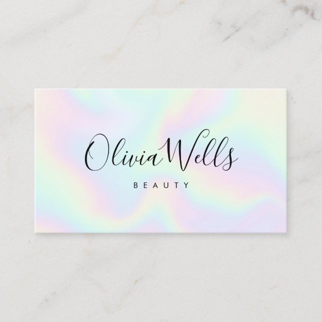 Abstract Iridescent Handwritten Script Business Card (Front)