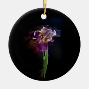 Abstract Iris Flower – Elegant Floral Art Ceramic Tree Decoration