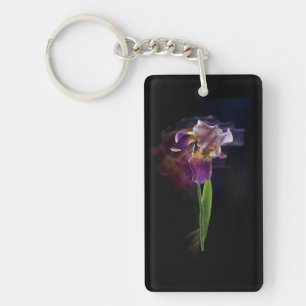 Abstract Iris Flower – Elegant Floral Art Key Ring