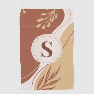Abstract irregular shapes with earth colours golf towel